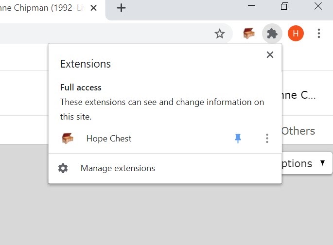 Chrome extensions puzzle menu